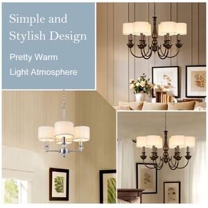 Wellmet Clip-on Mini Drum Lamp,Set of 6, 5.5"x 5.5"x5",Cream White